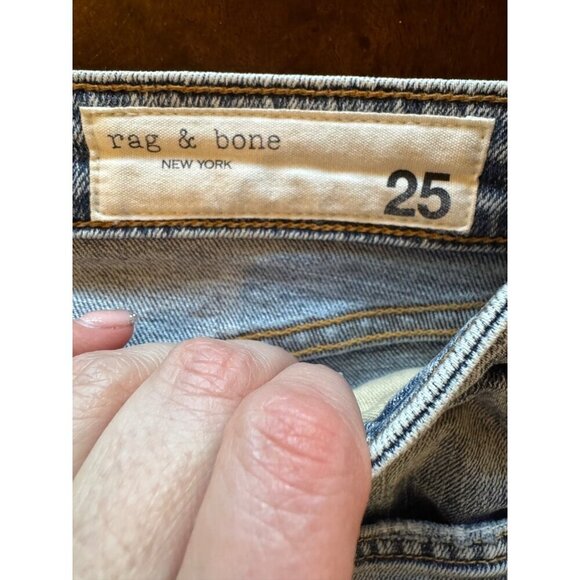 Rag & Bone Jeans Women 25 Blue Stella Wash Nina High Rise Ankle Flare Distressed - Picture 10 of 13